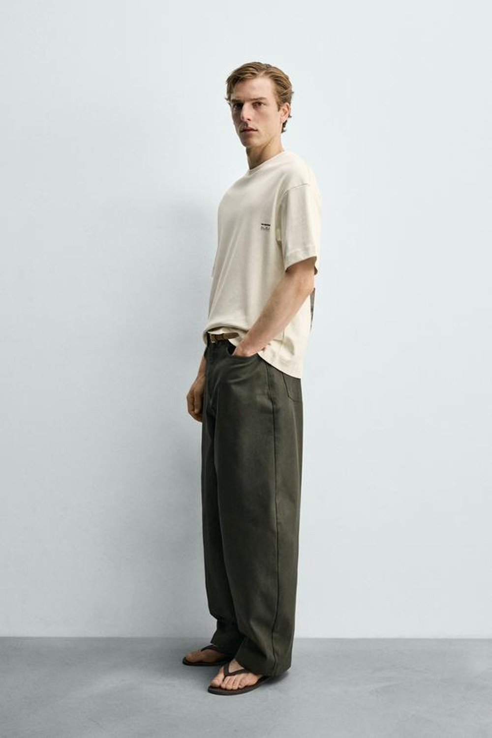 ZARA ТОЛСТОВКА ИЗ ИНТЕРЛОКА С ФОТОПРИНТОМ, БЕЖЕВЫЙ