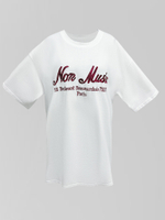 Футболка Yixuan 2676 удлиненная однотонная с надписью Non Music спереди