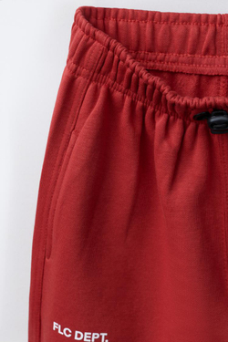 ZARA ФЛИСОВЫЕ БРЮКИ BALLOON С НАДПИСЬЮ, КРАСНЫЙ