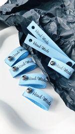 Кожаные бирки с кнопкой "Hand Made"