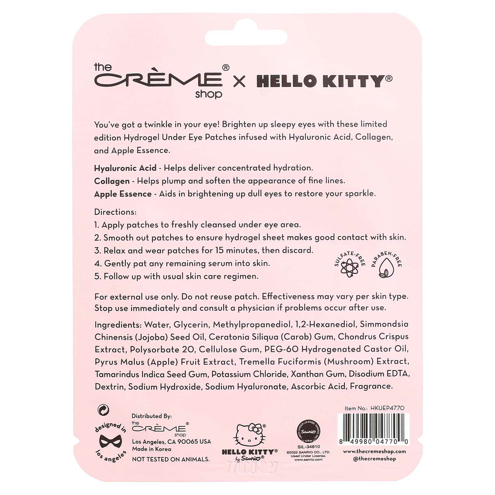 The Creme Shop, Hello Kitty®, Apple Of My Eye, гидрогелевые патчи для глаз, 4 г (0,14 унции)