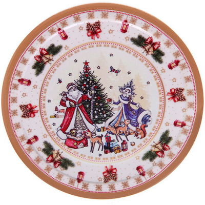 Подставка под кружку керамическая 10,5см «Дед Мороз и Снегурочка»