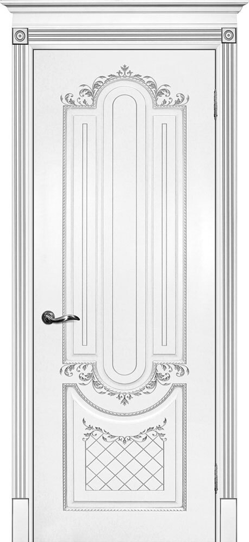 Дверь Смальта 13 / Цвет Белый ral 9003 патина серебро / Двери ТЕКОНА