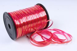 Лента 0,5 см красная с золот. пол. 250 ярд