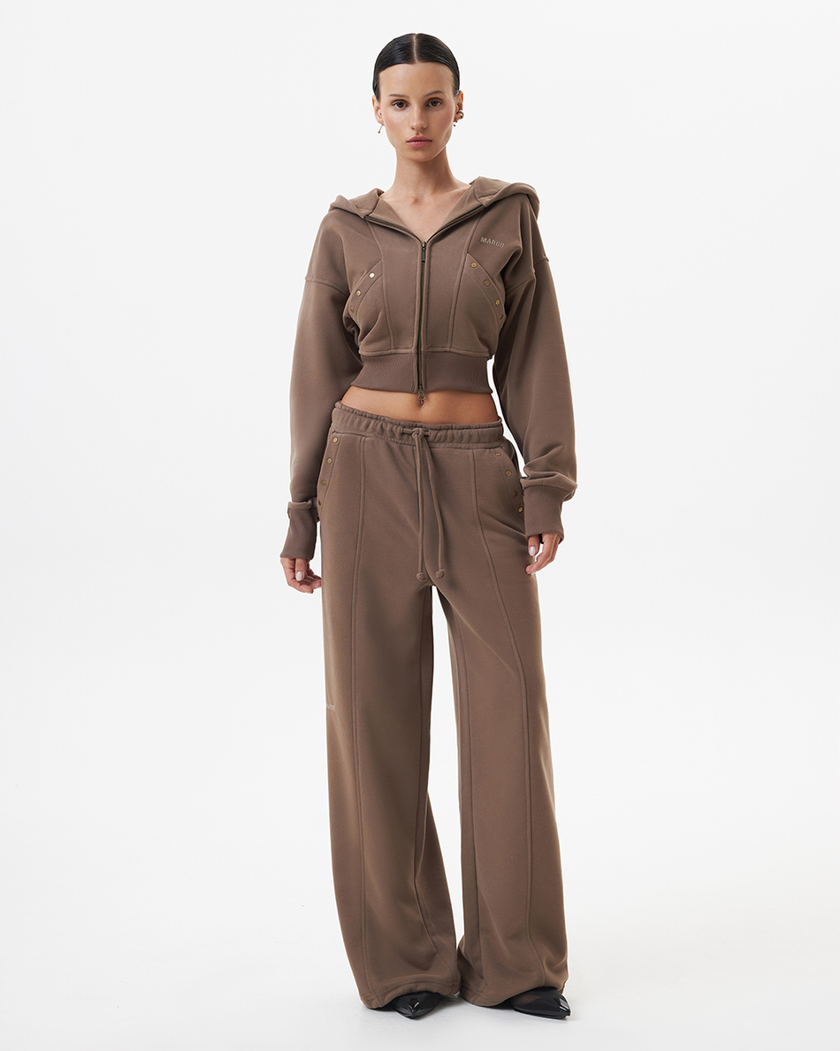 BROWN CROPPED HOODIE