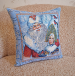 Декоративный гобеленовый чехол для интерьерной подушки Дед Мороз 38*38