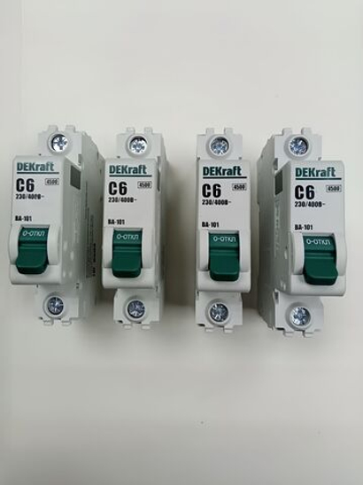 Автоматический выключатель 1-пол. 6А тип C 4,5кА серия ВА-101 DEKraft (4шт)