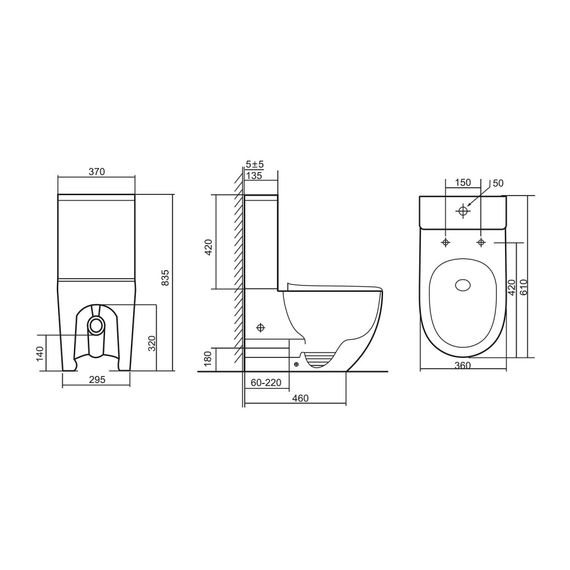 Унитаз ABBER Bequem AC1110T компакт белый, безободковый, смыв торнадо