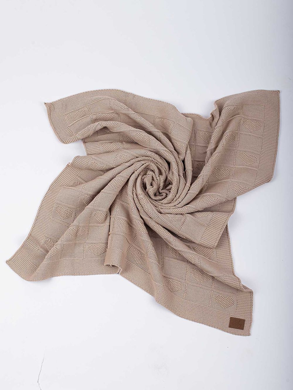 Плед вязаный хлопковый "Нюд" 0+