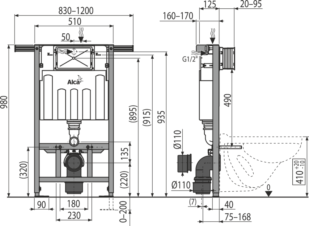 Инсталляция для унитазов AlcaPlast Jadromodul AM102/1000