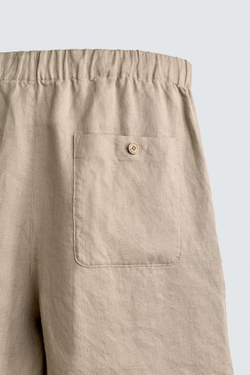 ZARA ШОРТЫ RELAXED FIT ИЗ 100% ЛЬНА, СЕРО-КОРИЧНЕВЫЙ