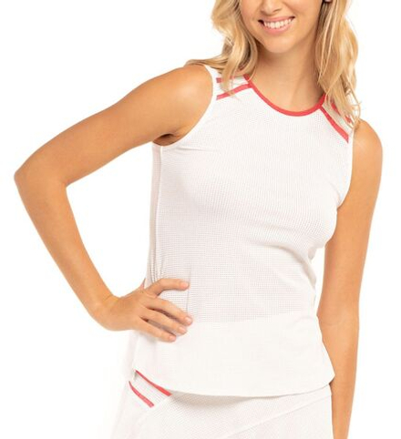 Топ теннисный Lucky in Love Core Whites Mesh Love Tank - white/coral rush