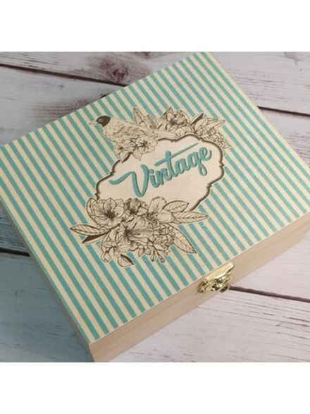 Музыкальная деревянная шкатулка футляр средний 25х19х7,5см "Vintage" с мелодией Лебединое озеро