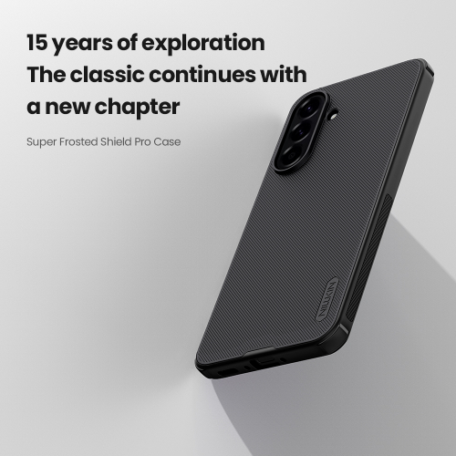 Усиленный защитный чехол черного цвета от Nillkin для Samsung Galaxy A56 5G, серия Super Frosted Shield Pro