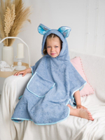 Пончо "ЛАСКОВЫЙ МЫШОНОК" Размер 0,68*0,67 лазурный