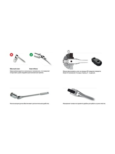 Шарнирный вороток-кобра Inforce 1/2 375 мм, материал CrV, 06-05-109