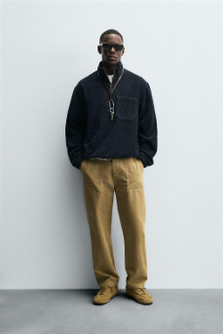 ZARA ТОЛСТОВКА СВОБОДНОГО КРОЯ, МОРСКОЙ СИНИЙ