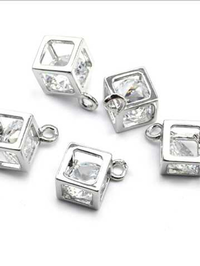22295-р Подвеска "Куб" с фианитом 6*6мм, родий