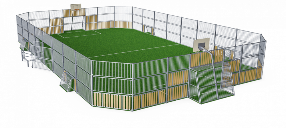 Площадка MUGA, 18x26 – металл/дерево