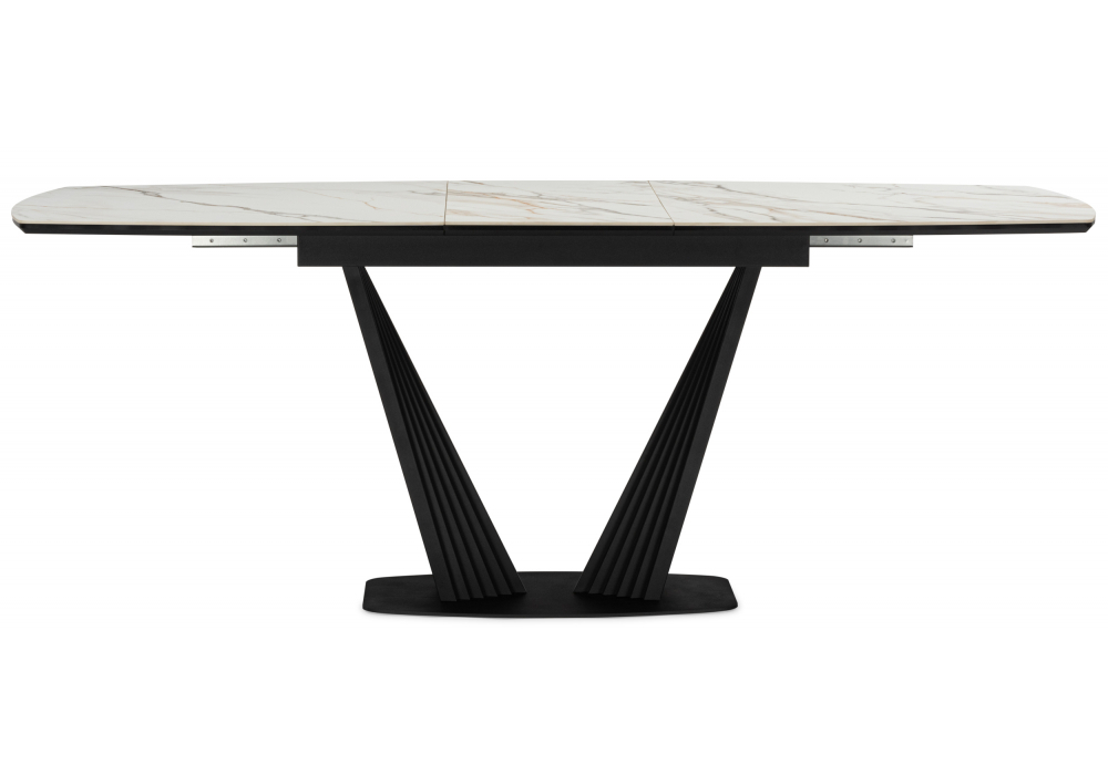 Керамический стол Woodville Вейл 160(205)х89 gilt white, черный