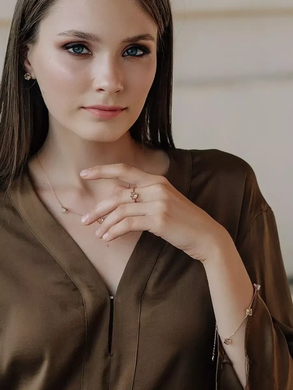 Браслет Миражи с кристаллами Swarovski цвета шампань
