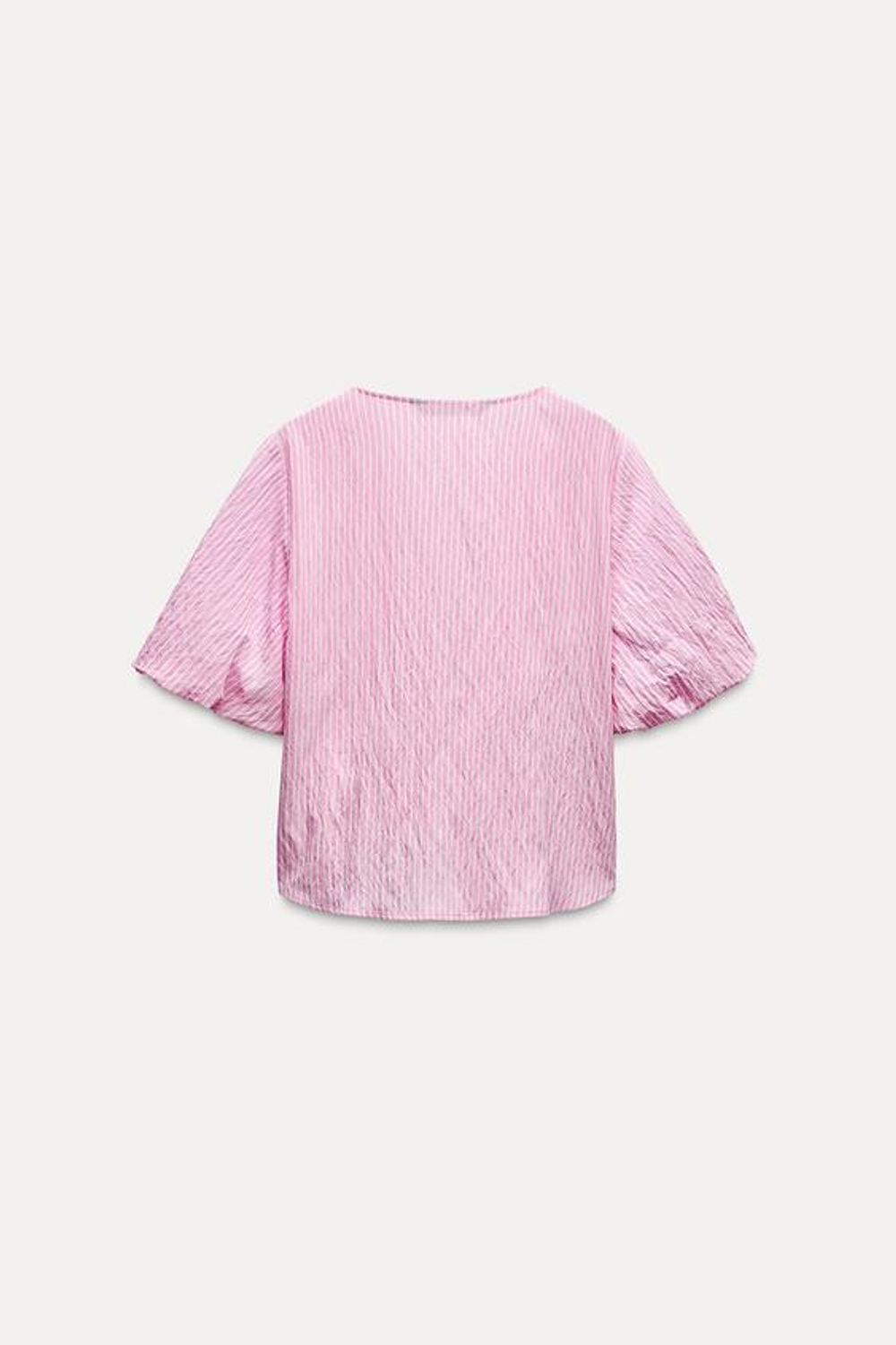 ZARA ТОП В ПОЛОСКУ С БАНТИКАМИ, РОЗОВЫЙ/БЕЛЫЙ