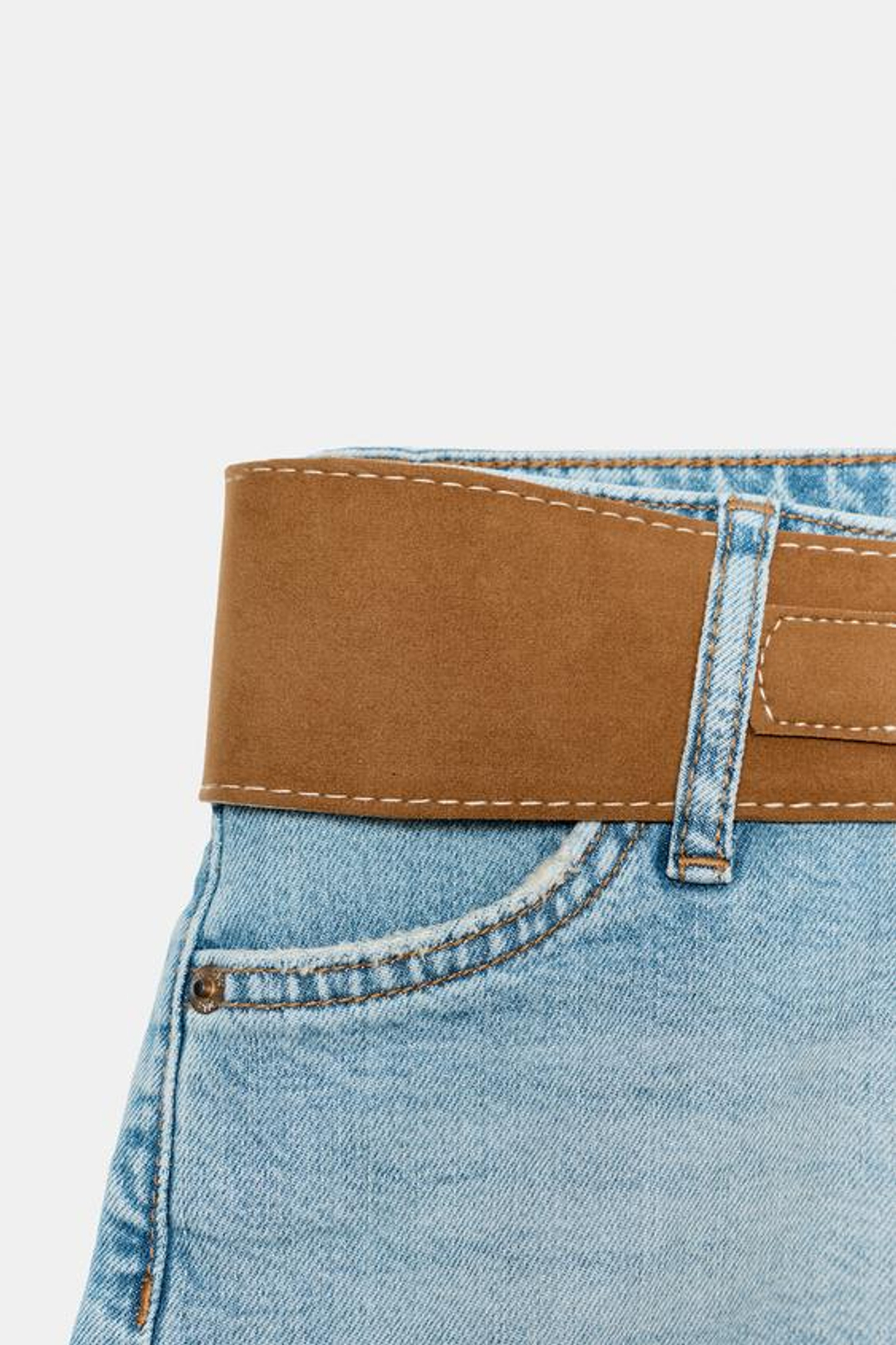 ZARA ДЖИНСОВЫЕ ШОРТЫ Z1975 С РЕМНЕМ, ВЫЦВЕТШИЙ СИНИЙ