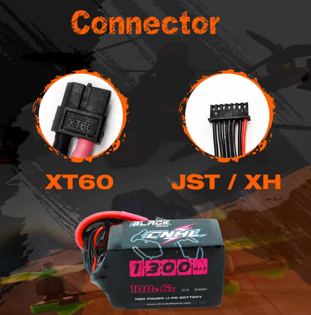 Аккумулятор CNHL 1300мАч 22,2В 6S 100C Lipo с разъемом XT60