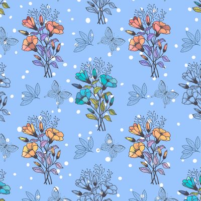 Seamless pattern of bouquets of flowers.