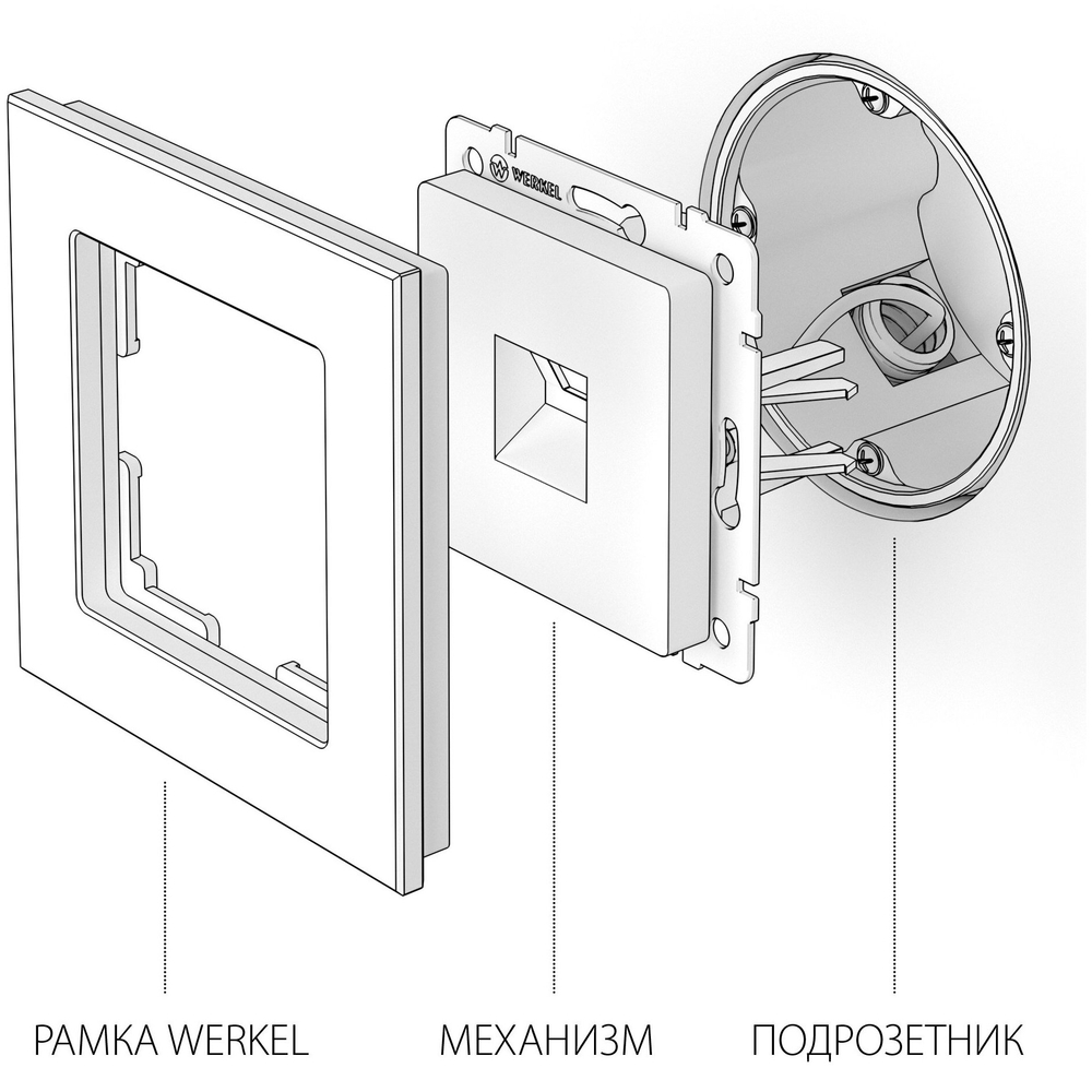 Розетка двойная Werkel "WL10-RJ11-45" RJ11 + RJ45 категории 5. Шампань рифленый