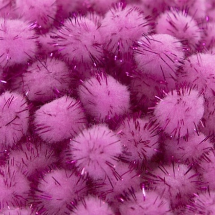 Декоративное украшение Помпончики, 1,5 см, Розовый с люрексом, 200 шт