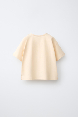 ZARA ФУТБОЛКА С КРУЖЕВНЫМИ МАРГАРИТКАМИ, ЦВЕТ СЛОНОВОЙ КОСТИ