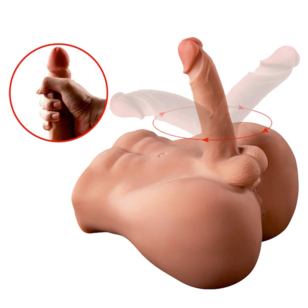 Реалистичный мужской полу-торс 26x24x15см с вибродилдо Xise SHEQU Bartlett Male Thrusting and Vibrating Torso