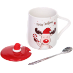 Кружка керамическая 450мл «Новый год» с крышкой и ложкой