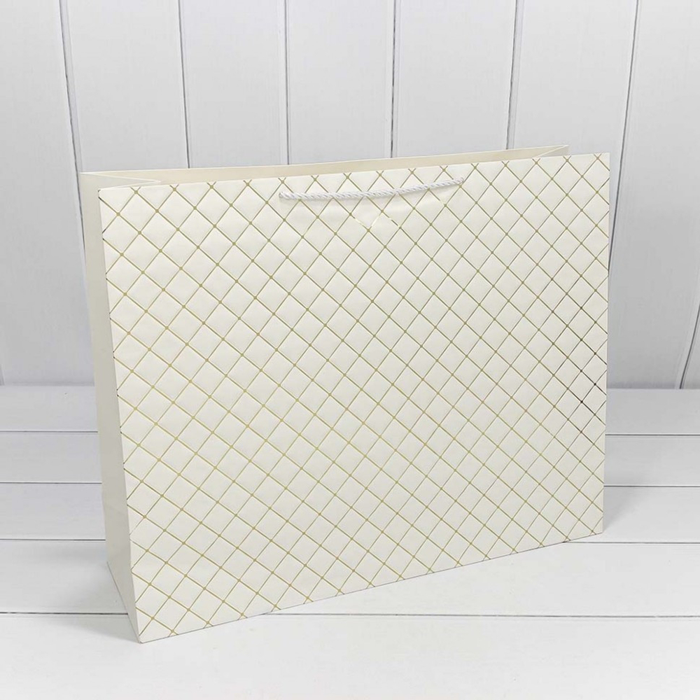 Пакет подарочный 50х40х15см Фигуры и узоры "Ромб" (Белый)