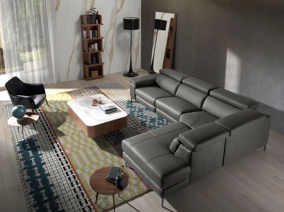 Угловой диван с реклайнером Angel Cerda 5320-R, серая кожа