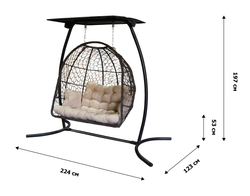 Кресло подвесное Беатрис арт.7036 (стойка+основание.черн.,корзн.корич.,подуш.беж. 2уп. (Т))
