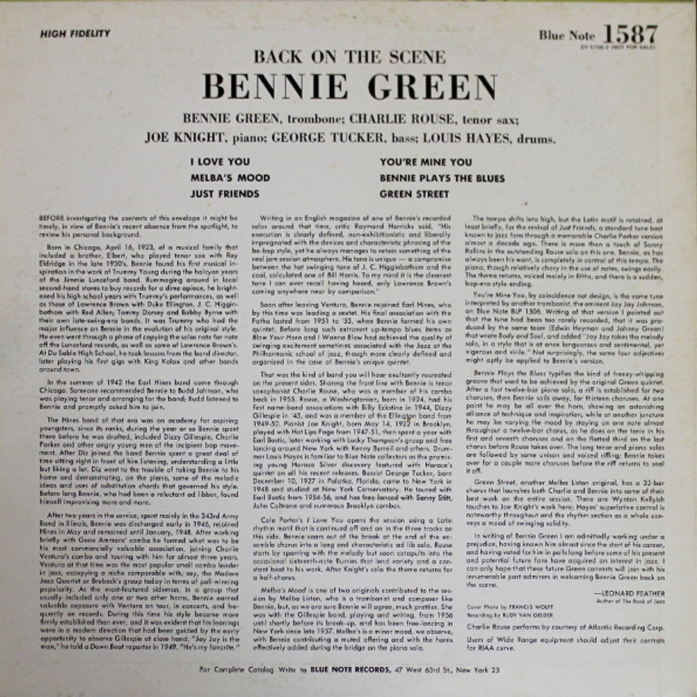 Bennie Green / Back On The Scene (LP)