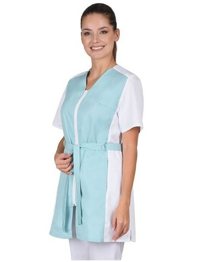 Блуза  женская мятная с белым