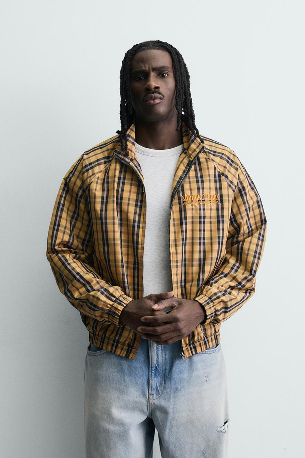 ZARA ТЕХНИЧЕСКАЯ КУРТКА СВОБОДНОГО КРОЯ В КЛЕТКУ, ЖЕЛТЫЙ