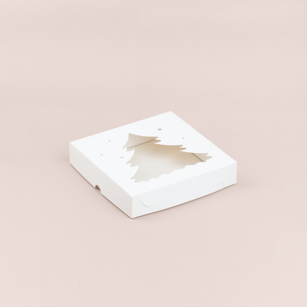 Коробка для пряников с окном ёлка 155*155*35 мм