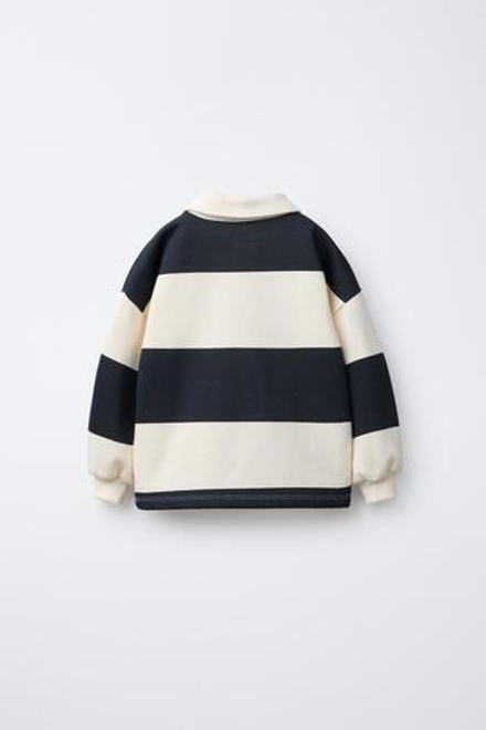 ZARA ПОЛО В ПОЛОСКУ С ПРИНТОМ «СОБАКА», СЕРЫЙ