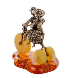 Народные промыслы AM- 498 Фигурка «Пара на велосипеде» (латунь, янтарь)