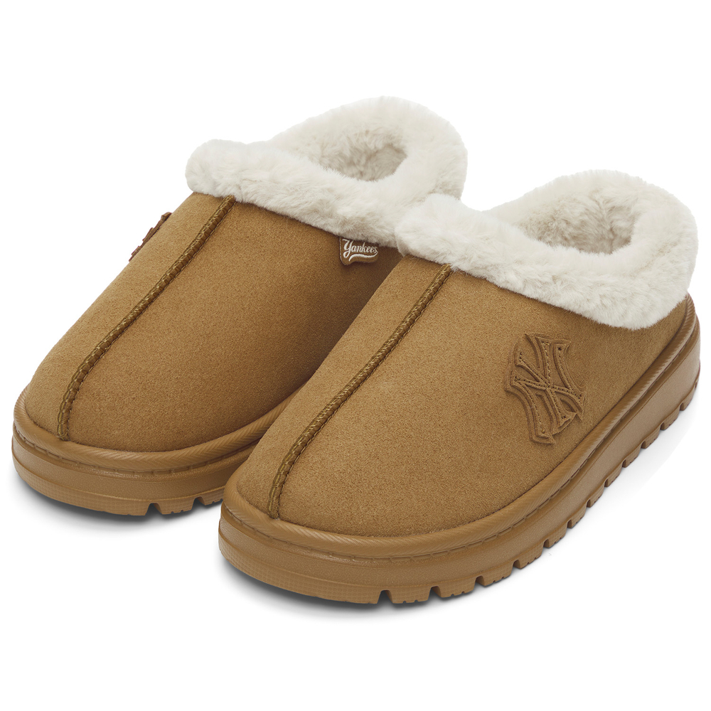 MLB New York Yankees Suede Thermal Abrasion Resistant Height Increasing Low top Insulated Shoes Unisex Brown
