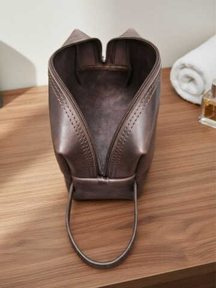 Несессер классический из натуральной кожи (тёмно-коричневый)