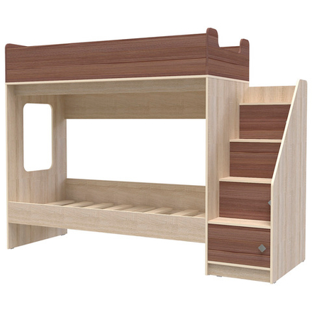 Двухъярусная кровать КарИВи Л-Д602.3 75x175 Дуб Сонома Бодего Темный