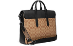 COACH Sullivan Coated Canvas With Pebbled Leather Portable Crossbody Briefcase Large Men"s Brown & Black