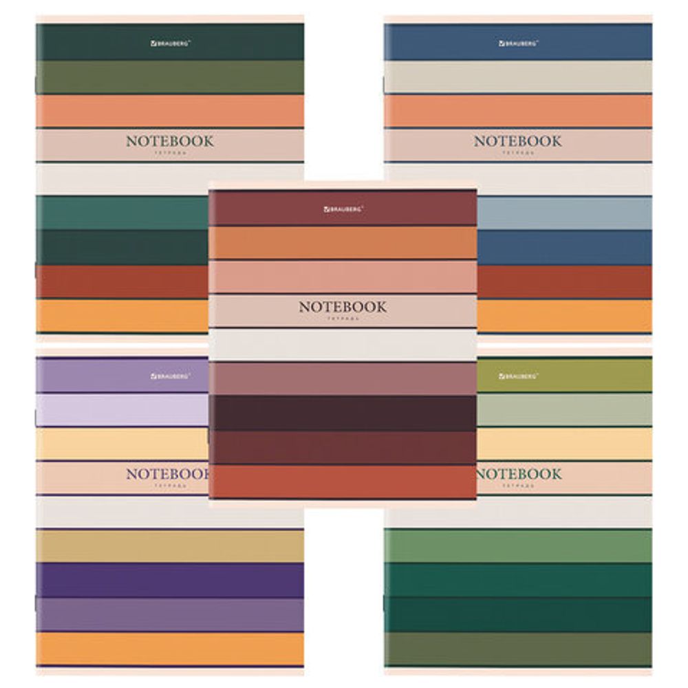 Тетрадь А5 48 л. BRAUBERG скоба, клетка, обложка картон, "Classic", 404364, 5шт