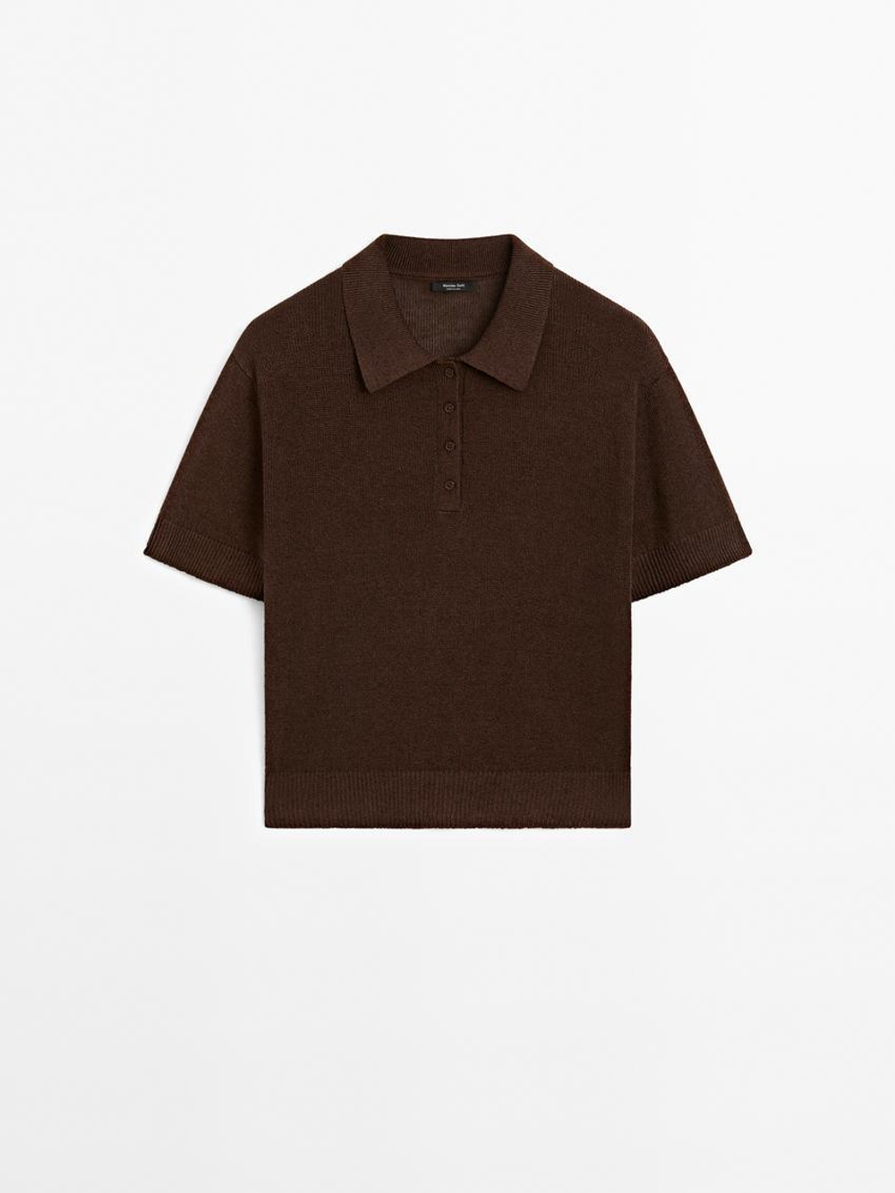 Massimo Dutti Свитер из смесового льна, коричневый