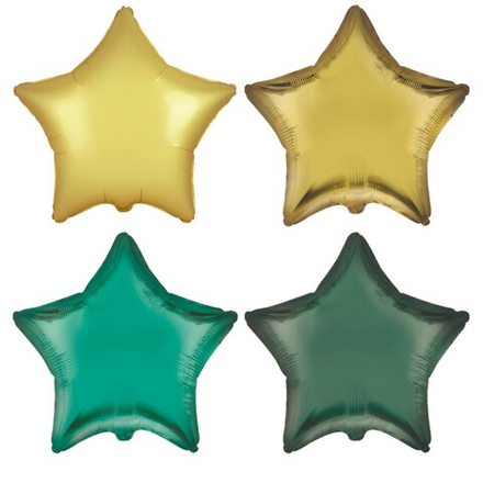 Фольгированный шар-звезда, сатин, зеленый/золотой, 46 см